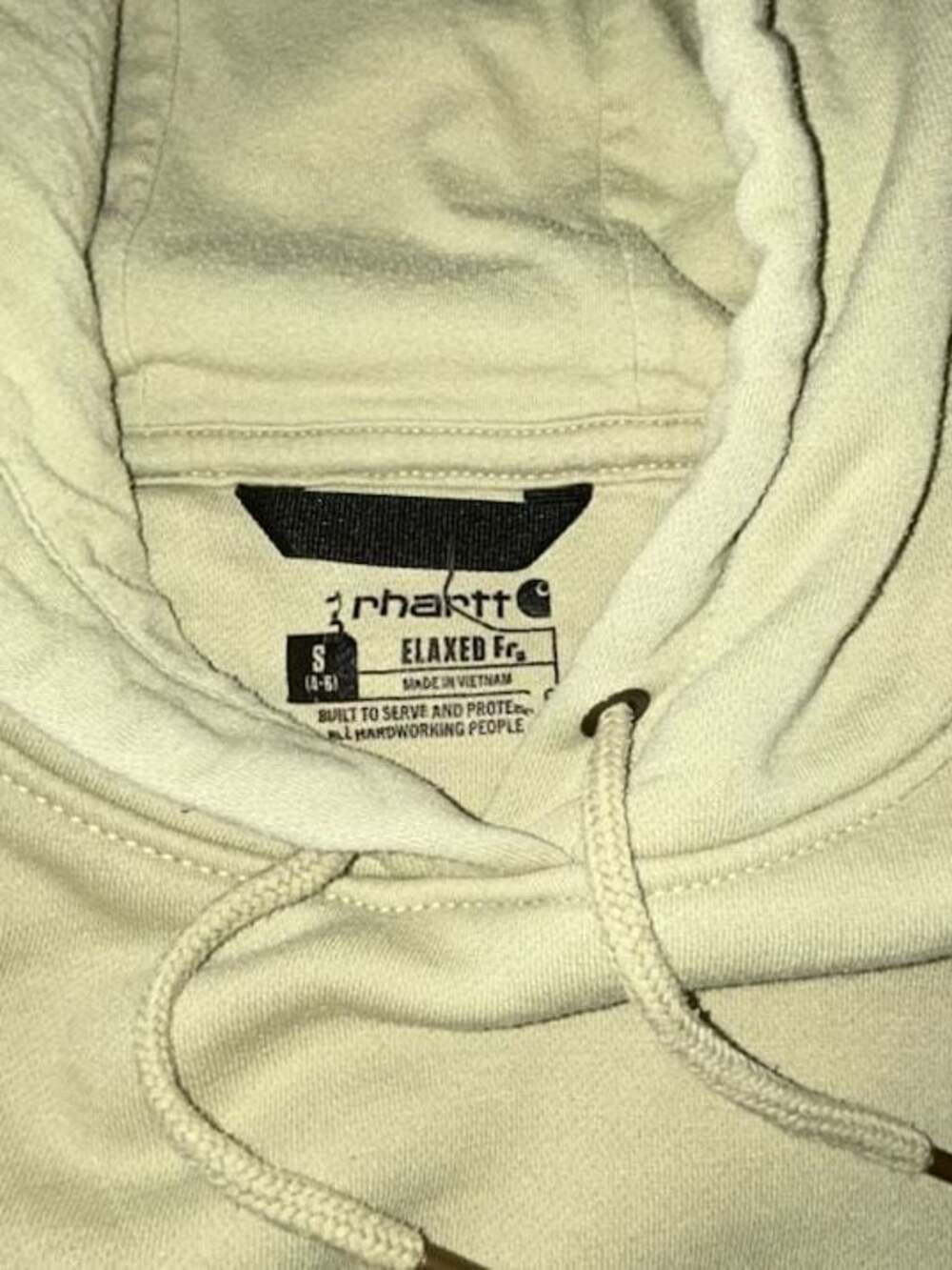 Carhartt Women's Relaxed Fit Clarksburg Logo Sleeve Hoodie in Flaxseed - Picture 2 of 8